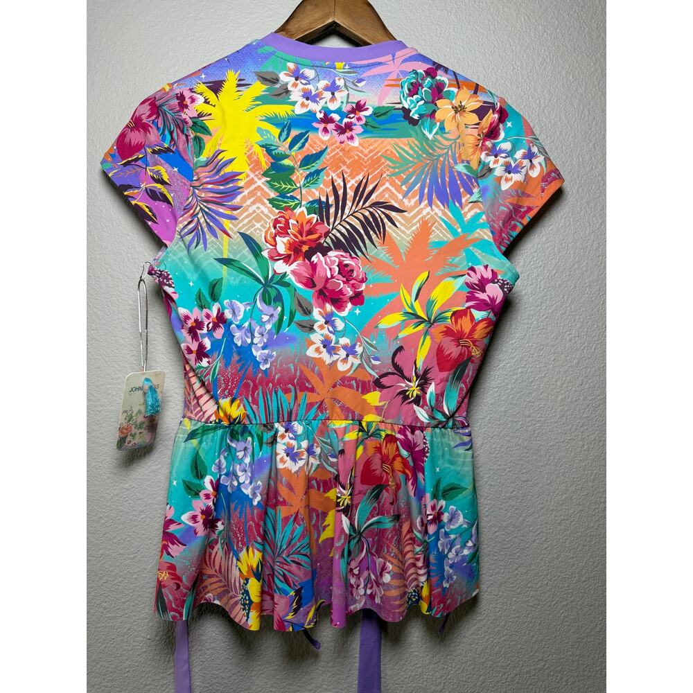 NWT Johnny Was California Wrap Tankini Top Large Tropical Floral Peplum Swim Top - Picture 4 of 10